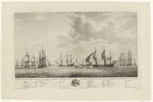 Rammekens açıklarında Hollanda savaş filosu, 1782-1783 Arka amiral van Kruyne komutasındaki ülkenin savaş gemilerinin Rammekens yolunda, den Jaare 1782 ve 1783