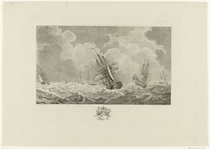 Hollanda filosu fırtınada, 1784 by Mathias de Sallieth