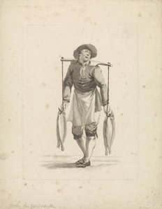 Balık satıcısı balıkları boyundurukta taşır by Mathias de Sallieth