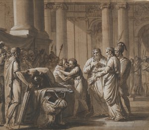 Roma Tarihinden bir sahne, Ölmekte olan bir gençten Zırh alan bir genci betimliyor..., 18. yüzyılın sonu - 19. yüzyılın ortası by Mathieu Van Brée