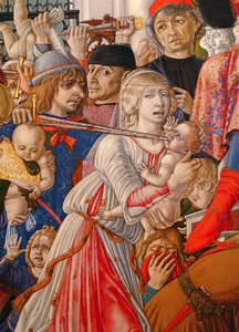 Masumların Katliamı, bir bebeği kılıcıyla delen bir askerin detayı, 106233 panel detayında 1482 tempera