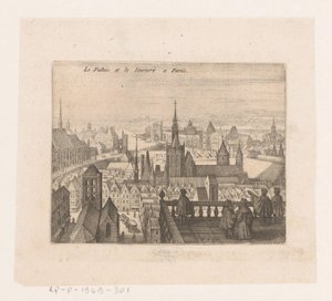 Paris'in görünümü Le Pallais et le lourure a Paris (nesne üzerindeki başlık) Yedi Fransız manzarası ve şehir manzarası (dizi başlığı) by Matthäus Merian (I)