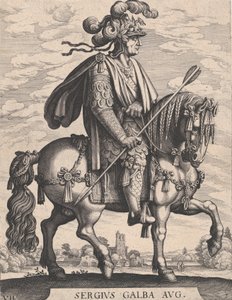 Levha 7: Tempes'ten sonra 'İlk On İki Roma Sezar'ından Atlı İmparator Galba..., 1610-50. by Matthaus Merian