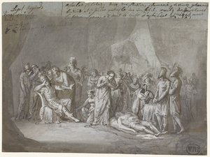 Patroclus'un Aşil çadırındaki cesedi yas tuttu
