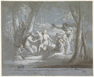Telemachus ve Calypso bir Amor ile oynuyor