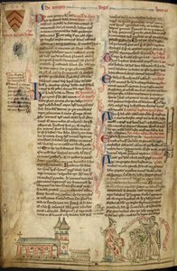 Royal 14C VII, f.138v Westminster Abbey ve St. Edward Tapınağı; sağda, Lyon Konseyi