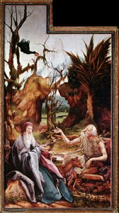 St Anthony the Great ve St Paul çölde, Issenheim Altarpiece (panelde yağ