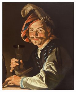 Bir Kadeh Şarapla Flüt Çalan Adam, c.1615-50 (tuval üzerine yağlıboya)