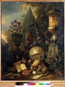 Vanitas, vazolu natürmort (Vanitas, vazolu natürmort). Matthias Withoos