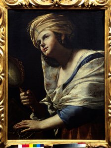 Türbanlı ve Aynalı Vanite Woman - Tablo Mattia Preti (1613-1699) 17. yüzyıl Floransa, Uffizi galerisi by Mattia Preti