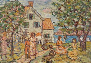 Sahil ve İki Ev by Maurice Brazil Prendergast