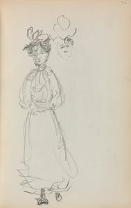 İtalyan Eskiz Defteri: Ayakta Kadın, yüz sayfası 52, 1898-1899. by Maurice Brazil Prendergast