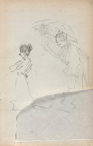 İtalyan Eskiz Defteri: Profilde Duran Kadın ve Şemsiyeli Adam sayfa 2, 1898-1899. by Maurice Brazil Prendergast