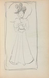 İtalyan Eskiz Defteri: Şemsiyeli ayakta duran kadın sayfa 233, 1898-1899. by Maurice Brazil Prendergast