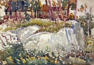 Rocks, Maine, yaklaşık 1913-1915. by Maurice Brazil Prendergast