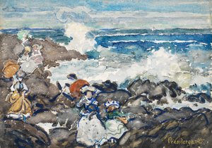 Kayalar, Dalgalar ve Figürler by Maurice Brazil Prendergast