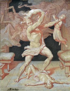 Hera'nın kızdırdığı Herkül, çocuklarını katletti (çizim) by Maurice De Vaines