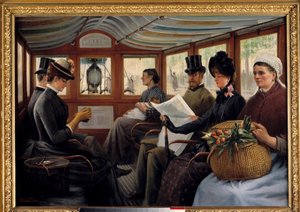 Otobüste Yolcular bir otobüse yerleşir. Maurice Delondre'nin tablosu (19. yüzyıl) 1890 Güneş. 0,66x0,94 m Paris, Musee Carnavalet by Maurice Delondre