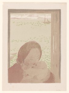 Pencerenin önünde bebeği olan anne by Maurice Denis