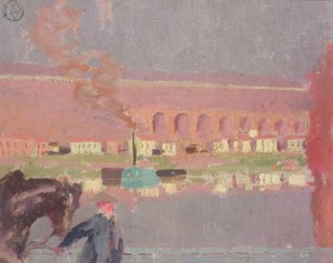 Pecq'teki eski köprüden görülen Pecq Viyadüğü, c.1898 (resim) by Maurice Denis