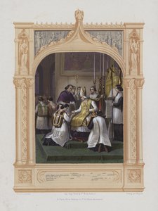 Kutsal emirlere kabul (aquatint) by Maurice Leloir