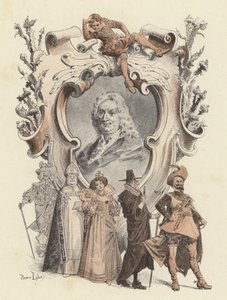Alain-Rene Lesage, portre (renkli taş) by Maurice Leloir