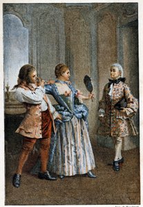 Le Miroir - Fransız yazar Abbe Prevost (1697-1763) tarafından “Manon Lescaut ve Chevalier Des Grieux Tarihinde”. Maurice Leloir