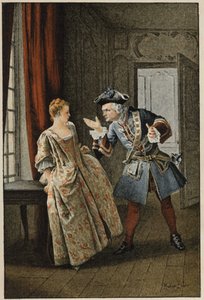 Manon ve erkek kardeşi - Fransız yazar Abbe Prevost (1697-1763) tarafından “Manon Lescaut ve Chevalier Des Grieux Tarihinde”. Maurice Leloir