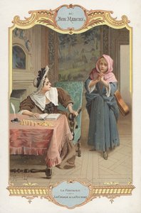 Jean de la Fontaines masalından bir sahne La Cigale et la Fourmi (Karınca ve Çekirge) (chromolitho)