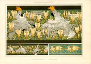 Kakadu, Manolya ve Fare ile Dekoratif Frizler (lito) by Maurice Pillard Verneuil