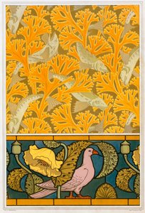 Duvar kağıdı ve vitray, pub için tasarımlar. 1897. by Maurice Pillard Verneuil