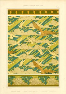 Kartallar ve Güvercinlerle Süslü Kompozisyon (taş baskı) by Maurice Pillard Verneuil