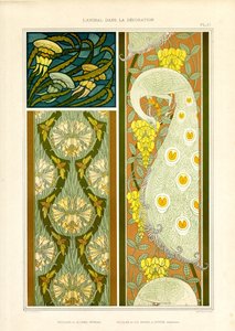 Deniz Hayvanları, Ağustos Böcekleri ve Tavus Kuşu ile Süsleme Kompozisyonları (taş baskı)