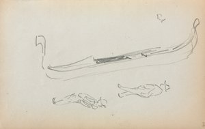 İtalyan Eskiz Defteri: Gondol ve İki Gondolcu (sayfa 14) by Maurice Prendergast