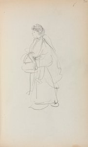 İtalyan Eskiz Defteri: El Çantası Tutan Ayakta Duran Kadın (sayfa 56) by Maurice Prendergast