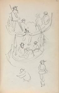 İtalyan Eskiz Defteri: Figürlü İki Gondol by Maurice Prendergast