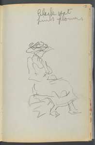 Eskiz Kitabı- Granite Shore Oteli, Rockport, sayfa 155: Notlarla Oturan Kadın by Maurice Prendergast