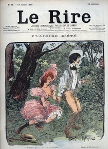 Summer Plaisirs - Yoldan geçen bir ormanda iki aşık şaşırır - Maurice Radiguet (1866-1941) tarafından Fransız dergisi “” Le Rire” “38 de 1895 için Lustration by Maurice Radiguet
