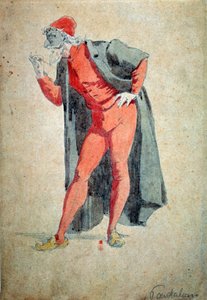 Kostüm ve tiyatro karakteri: Pantalone (Pantolon, doktor) “” Masks and jesters”tan (İtalyan komedisi veya Commedia dell
