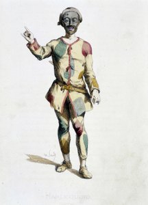 Harlequin (Arlechino) “” Masques et bouffons”tan (İtalyan komedisi), metin ve çizimler Maurice Sand