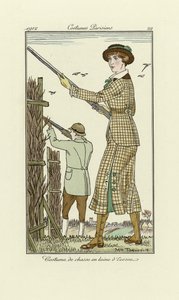 Kostümler Parisien'den Bayan Tweed Shooting Outfit için Tasarım, pub.1912 (pochoir baskı)