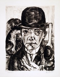 Melon Şapkalı Otoportre. Max Bechmann'ın gravürü (1884-1950) by Max Beckmann