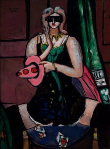 Karnaval Maskesi, Yeşil, Mor ve Pembe (Columbine) by Max Beckmann