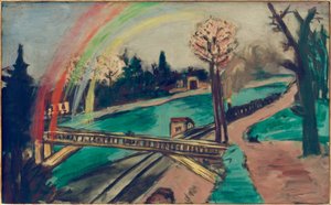 Gökkuşağı ile demiryolu manzara by Max Beckmann