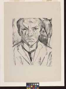 Arka Planda Ev Üçgeni Olan Önden Otoportre by Max Beckmann