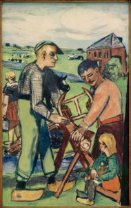 Çocuklu ağaç testeresi (Hollandalı ağaç testeresi) by Max Beckmann