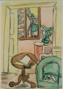 Yuvarlak bir masa ile iç by Max Beckmann