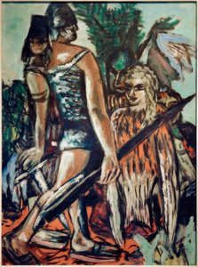 Savaşçı ve kuş kadın by Max Beckmann