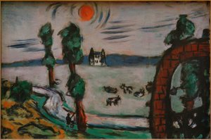 İnekler ile sisli manzara by Max Beckmann