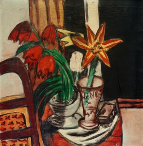 Kırmızı lale ve ateş zambakları by Max Beckmann